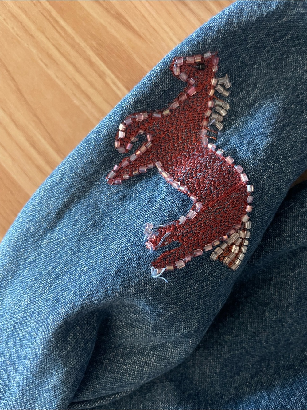 The Quacker Factory Denim Jacket with Embroidered Beaded Horses - Picture 10 of 10